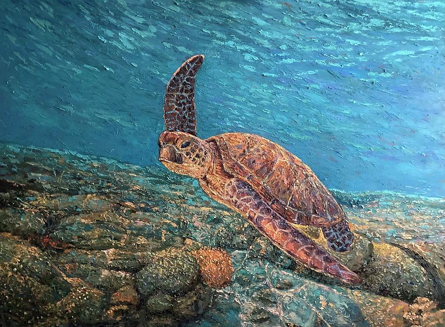 Sea Turtle Painting by Jorge Cardenas