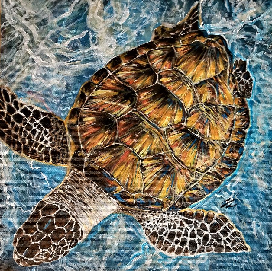 Sea Turtle Painting by Linda Stephens - Fine Art America