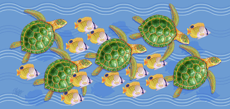 Sea Turtle Nature Panel Digital Art by Tim Phelps