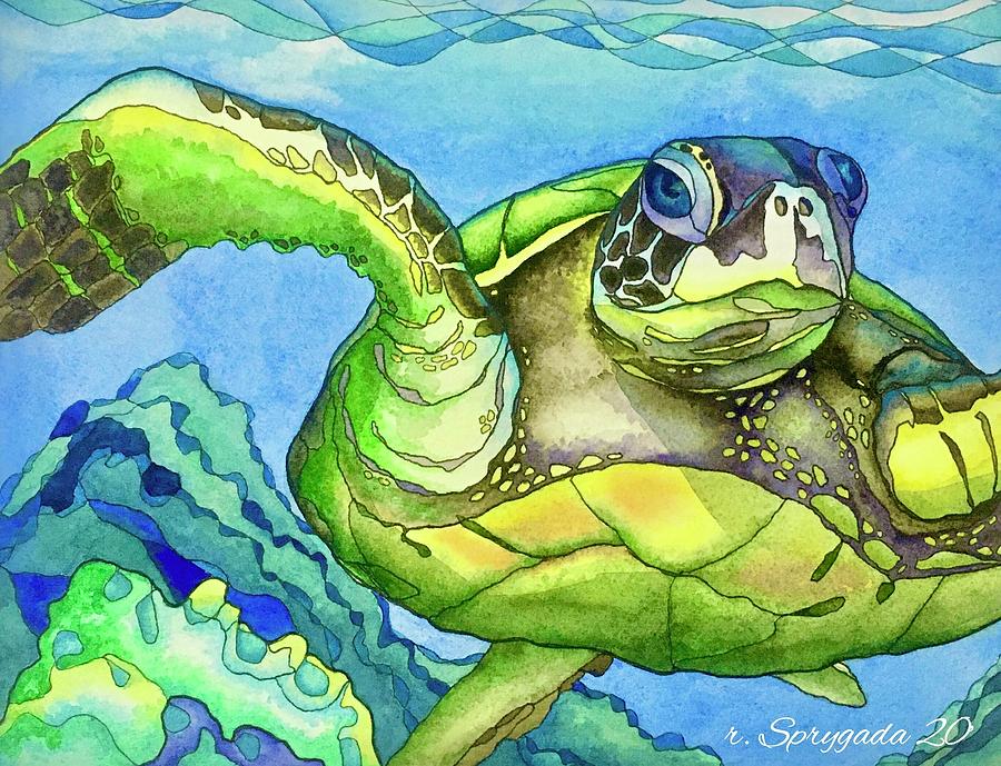 Sea turtle No1 Painting by Rosemary Sprygada - Fine Art America