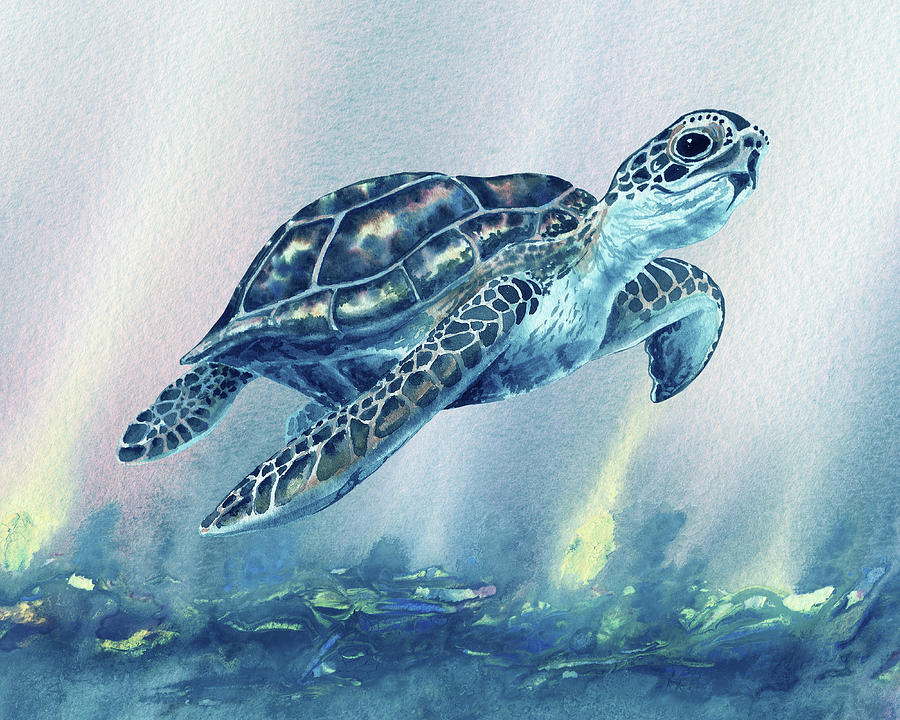 Sea Turtle  Painting by Irina Sztukowski