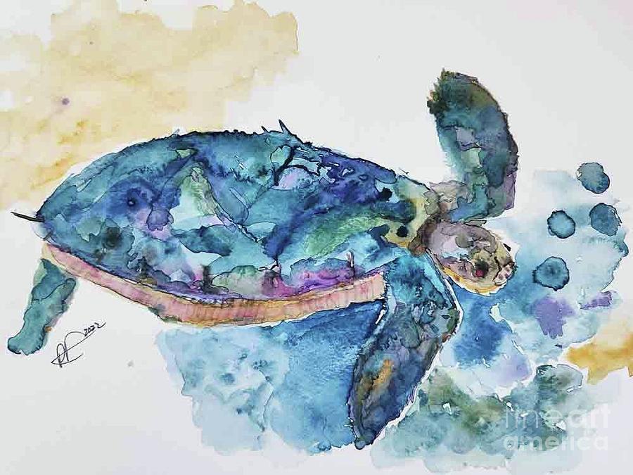 Sea Turtle Painting by Patti Powers