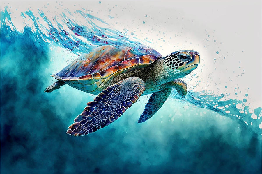 Sea Turtle Riding The Wave Photograph by Athena Mckinzie - Pixels