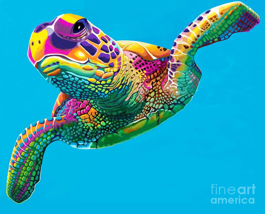 Sea Turtle Smile Painting by Jackie Case