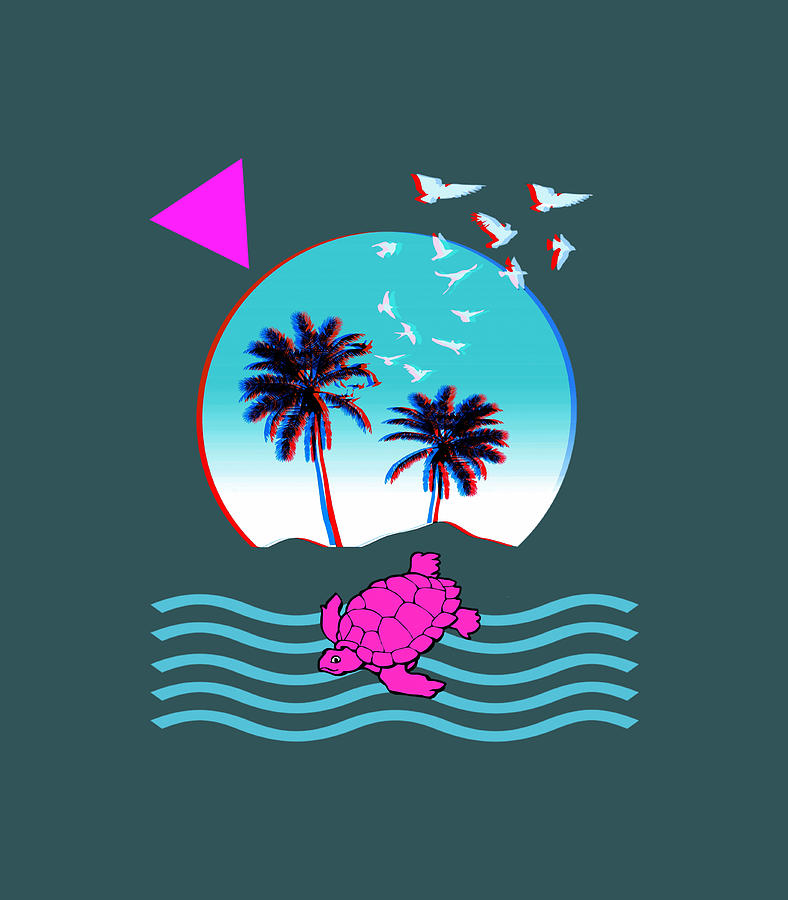 Sunset 80s Palm Tree Art - 80s Fashion - Sticker