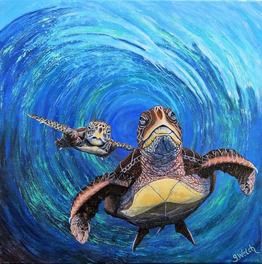 Sea Turtle Surf Painting by Gina Welch - Fine Art America