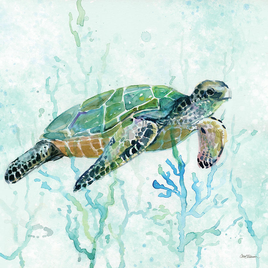 Sea Turtle Swim 1 Painting by Carol Robinson