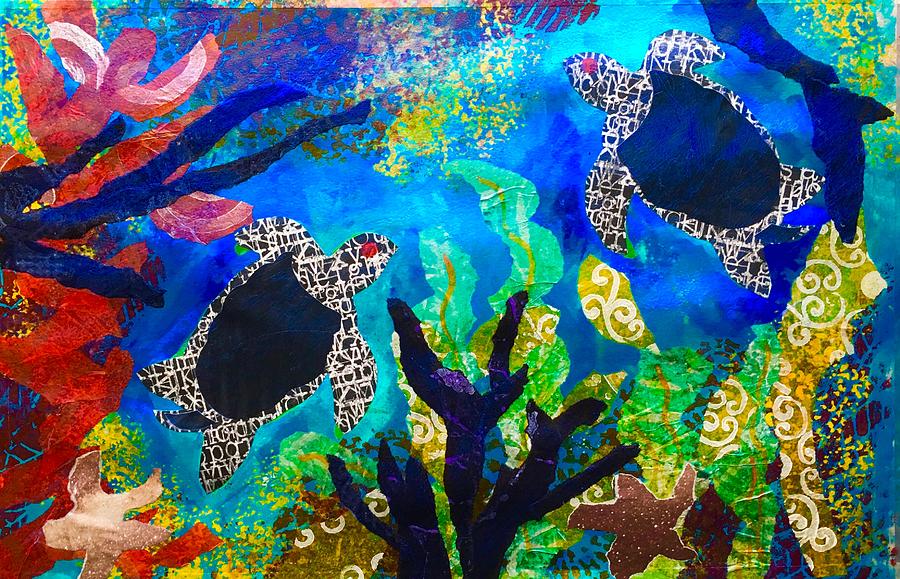 Sea Turtle Swim Mixed Media by Maggie Henry