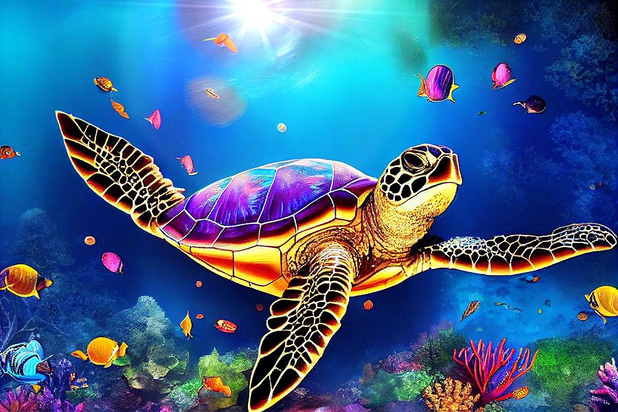 Sea turtle under the sea Digital Art by Khou Stansfield - Fine Art America