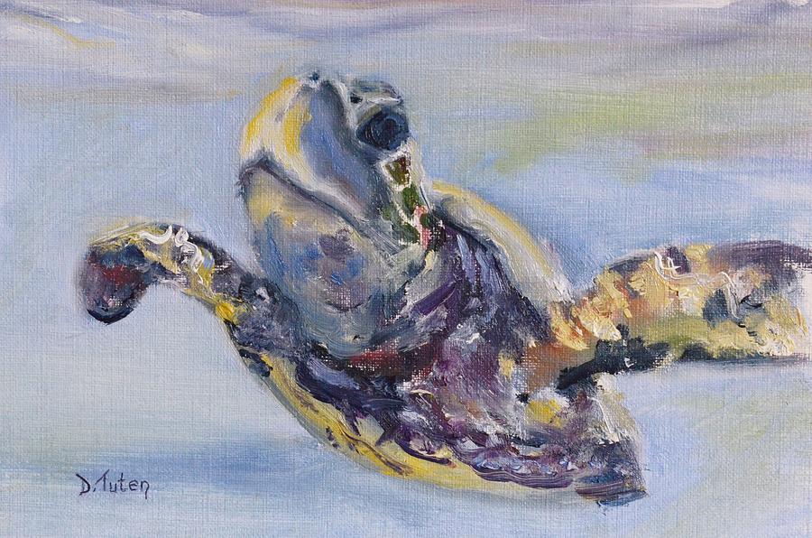 Sea Turtle Underwater Painting Series Painting by Donna Tuten