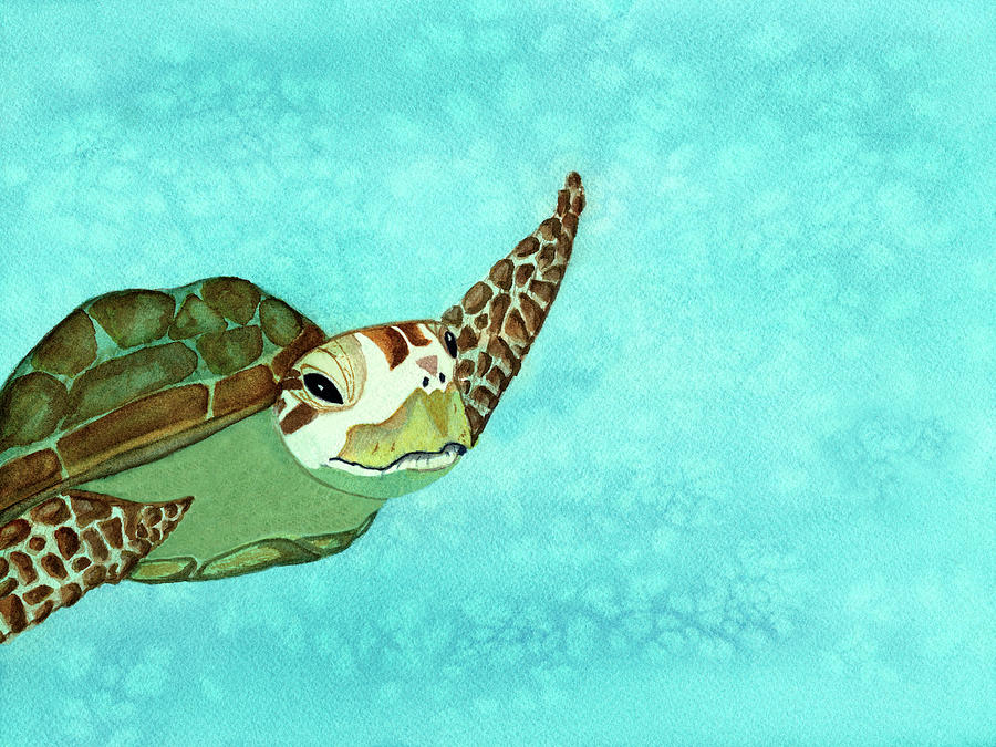 Sea Turtle Watercolor Art Print Painting by Deborah League