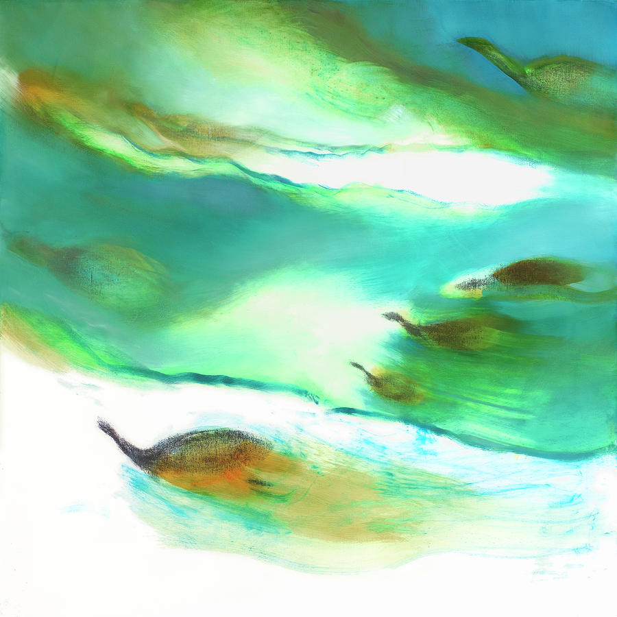 Sea Turtles, Abstract Painting by Ray Cooper