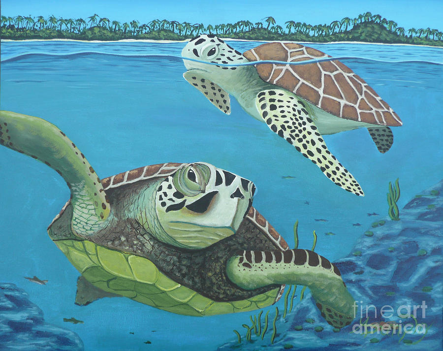 Sea Turtles Painting by Anthony Dunphy - Fine Art America