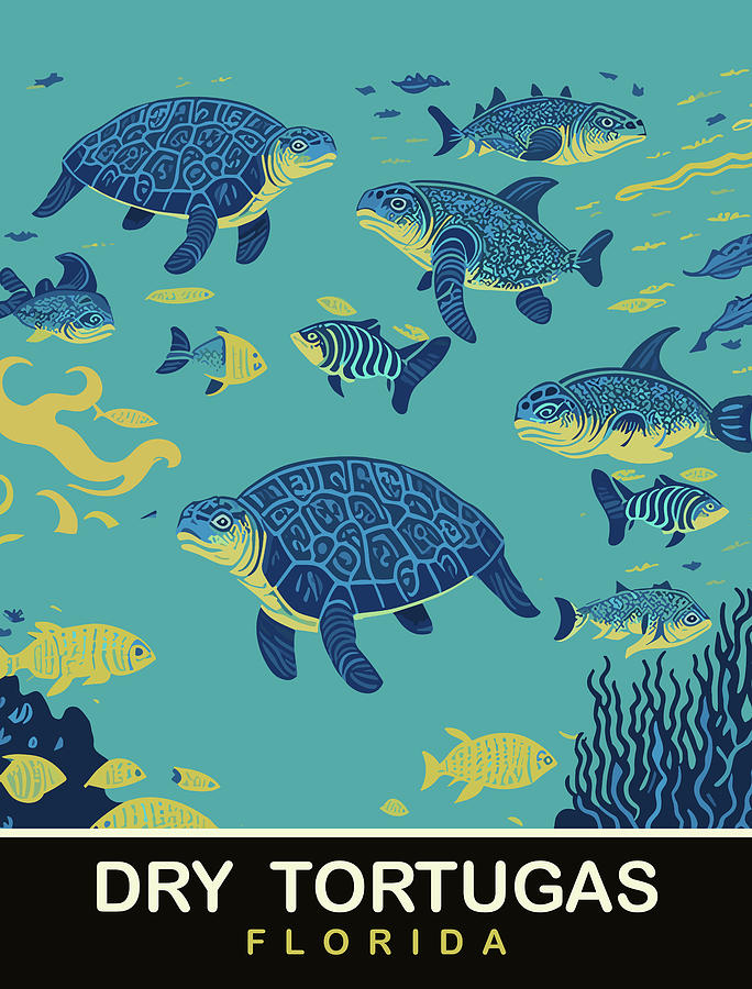 Sea Turtles at Dry Tortugas Digital Art by Long Shot
