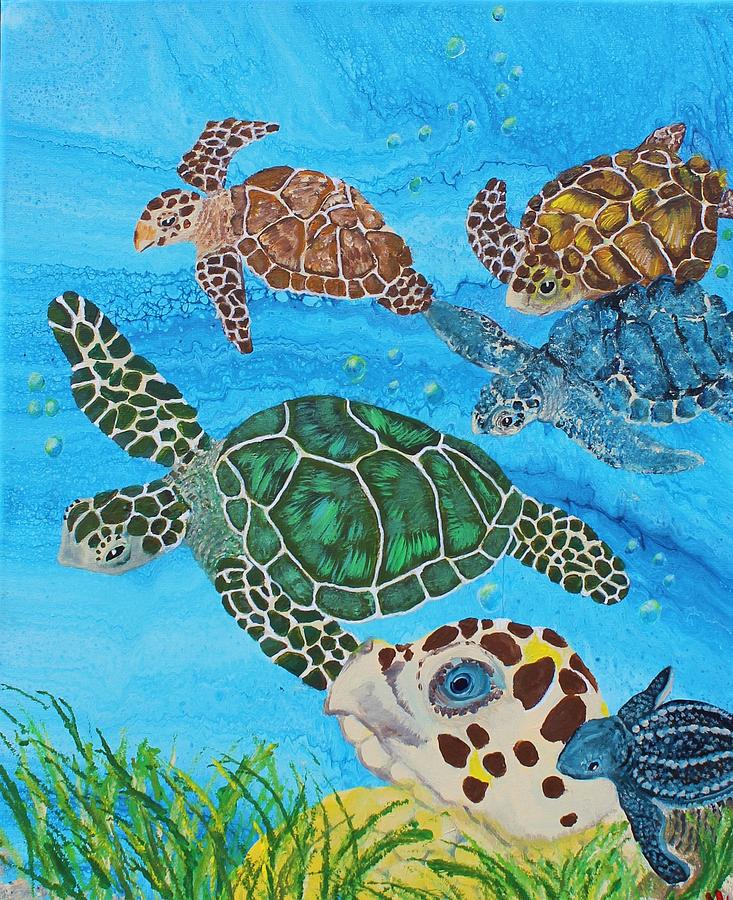 Sea Turtles Painting by Cynthia Holleran | Fine Art America