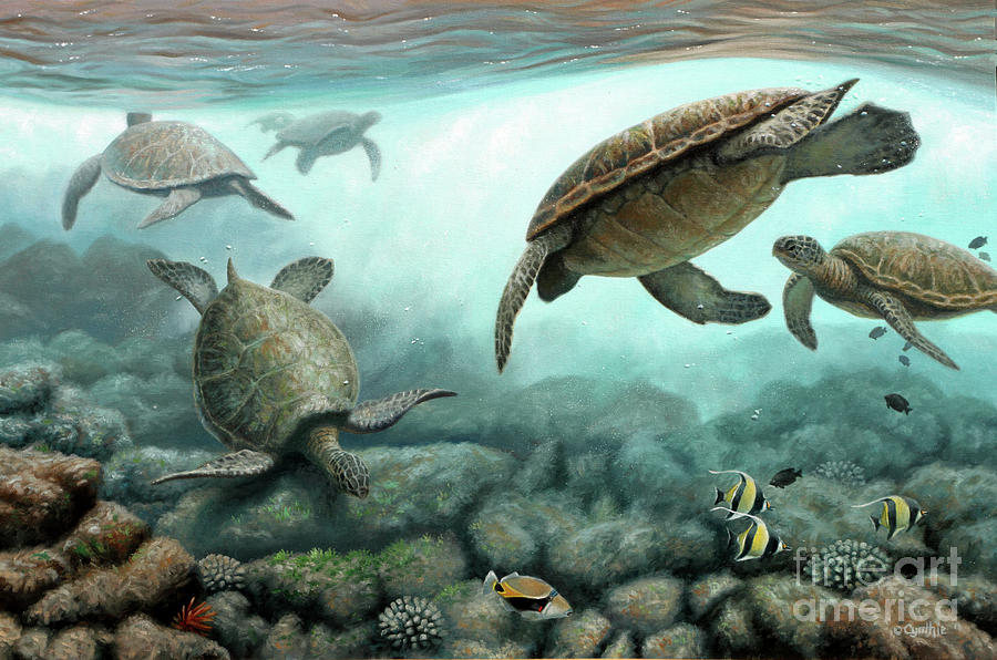 Sea Turtles Painting by Cynthie Fisher
