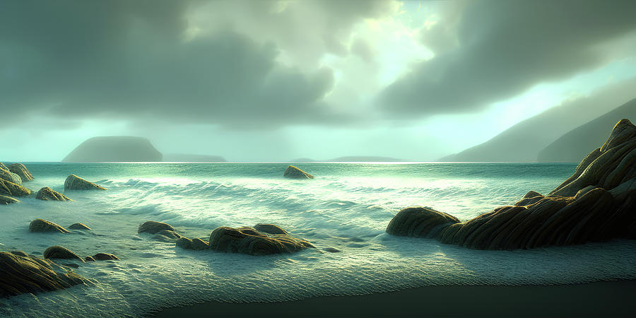 Sea View at Dusk - Coastal Views 01 Digital Art by Jay Elric - Fine Art ...