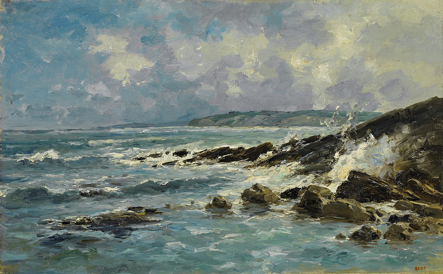 Sea Wave Reef Landscape Blue Seascape Antique Landscape Painting By 