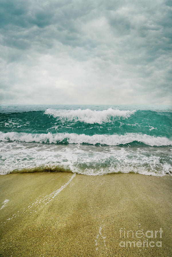 Sea waves and dramatic sky Photograph by Jelena Jovanovic