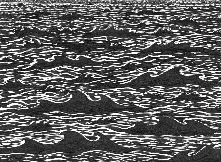 Sea Waves Vi Drawing By Nives Palmic