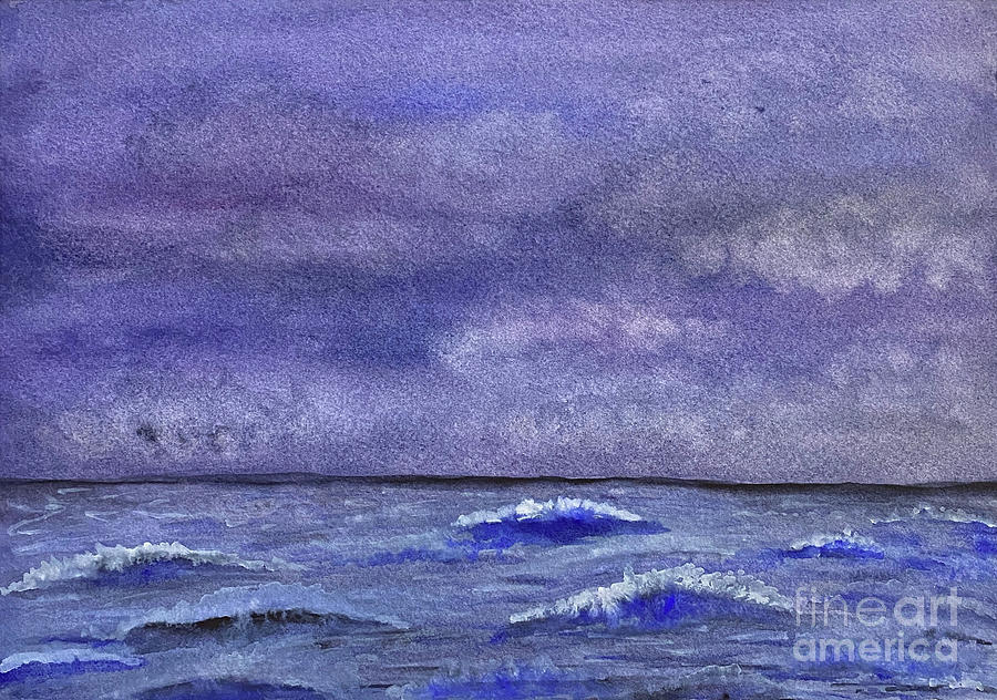 Sea with Purple Sky Painting by Lisa Neuman