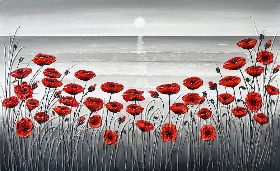 Sea with Red Poppies Painting by Amanda Dagg
