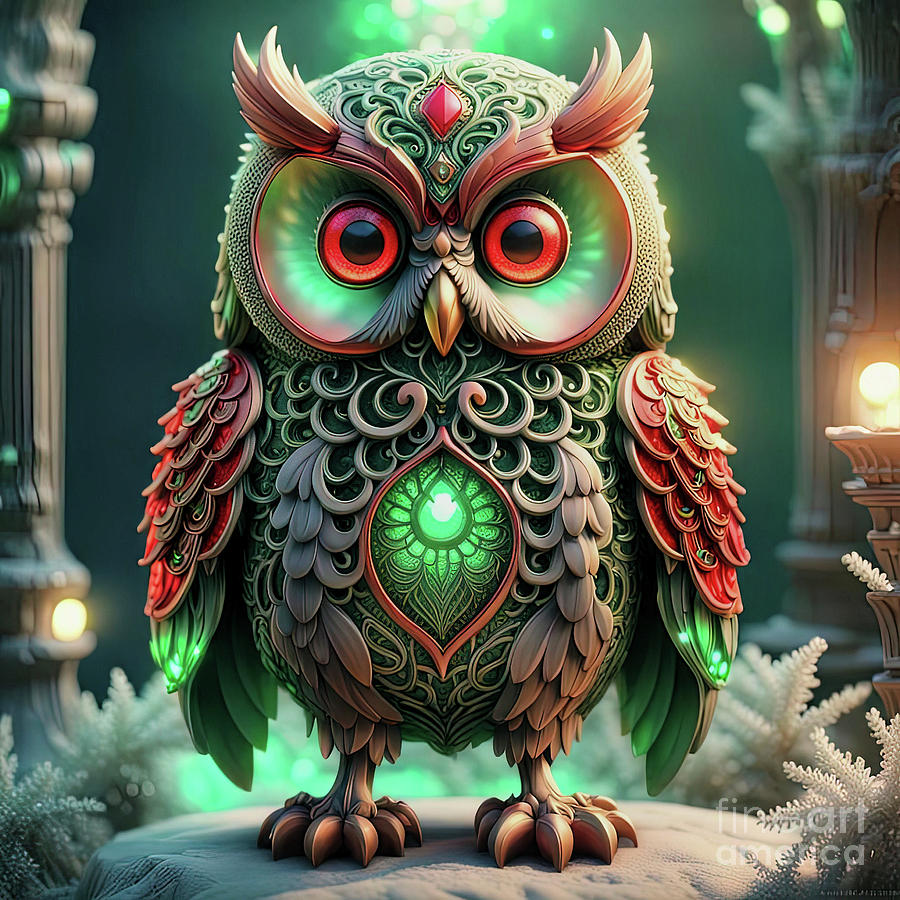 Seasonal Owl  #1 Digital Art by Elaine Manley