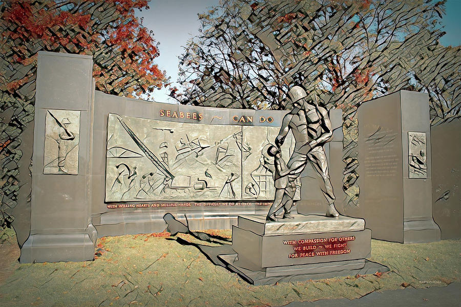 Seabee Memorial Digital Art by Marlene Watson and Art Crew NZ