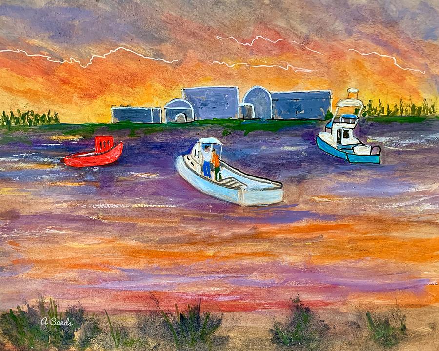 Seabrook Nuclear Plant at Sunset Painting by Anne Sands