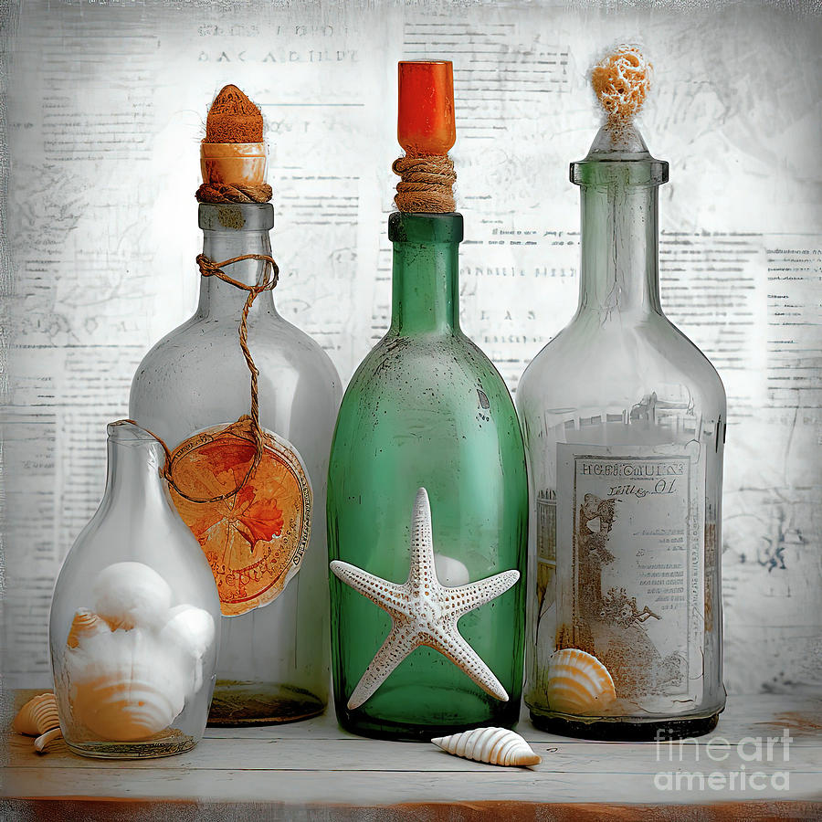 Seafarers Old bottles  Digital Art by Elaine Manley