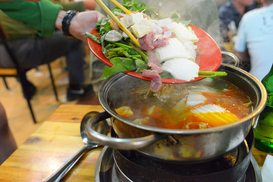 Seafood hot pot, Hanoi, Vietnam Photograph by Maya Karkalicheva