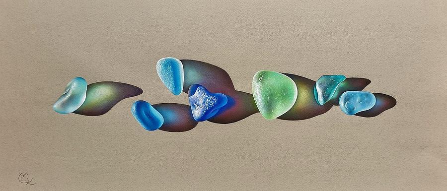 Seaglass - oceans heart Drawing by Elena Kolotusha