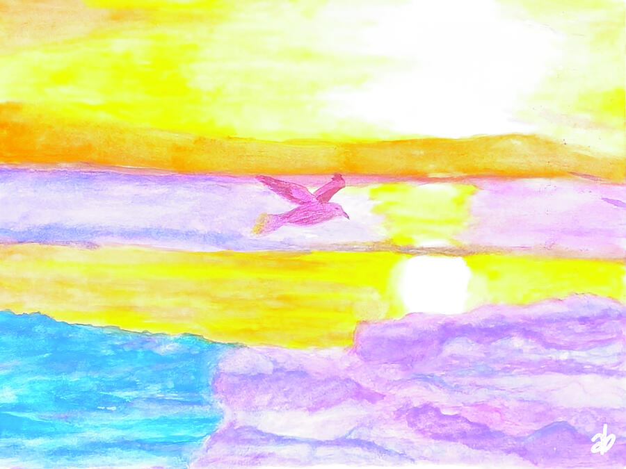 Seagull at Sunset Painting by Angela Brunson