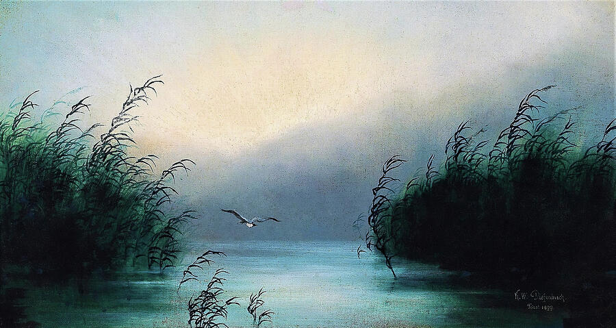 Karl Wilhelm Diefenbach Painting - Seagull in Reeds - Digital Remastered Edition by Karl Wilhelm Diefenbach