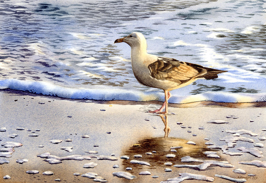 Seagull in the Golden Afternoon Painting by Espero Art