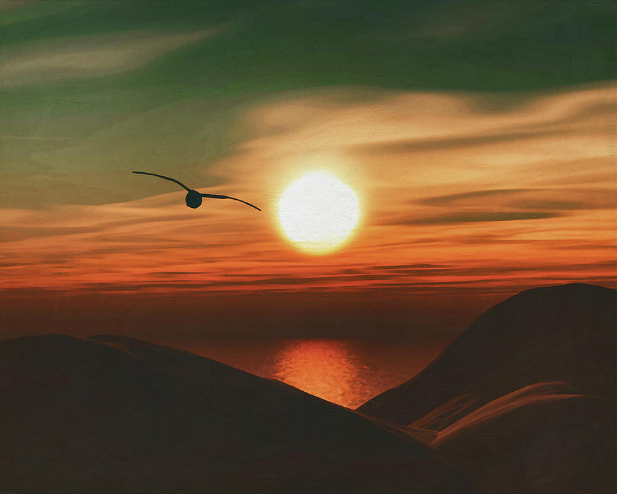 Seagulls at sunset 7 Painting by Jan Keteleer