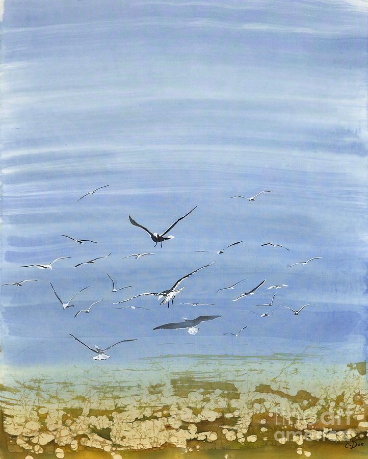 Seagulls In Flight Tapestry - Textile by Carolyn Doe