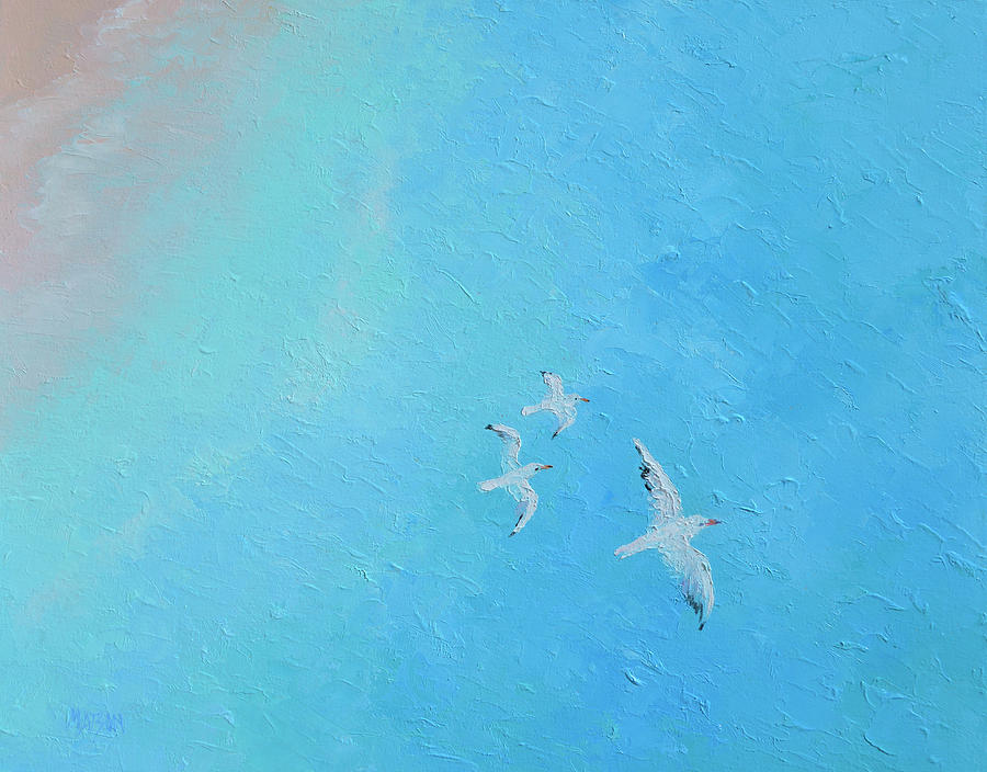 Seagulls in Flight Painting by Jan Matson