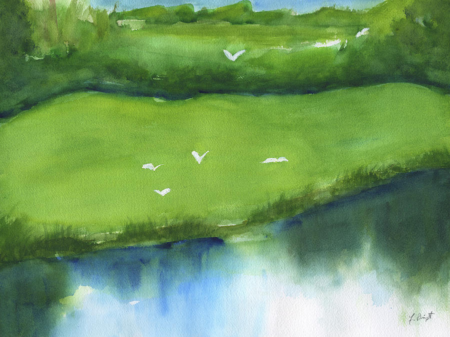 Seagulls In Sun City Painting by Frank Bright