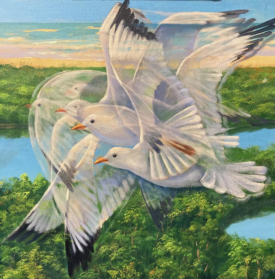 Seagulls Painting by Jorge Cardenas