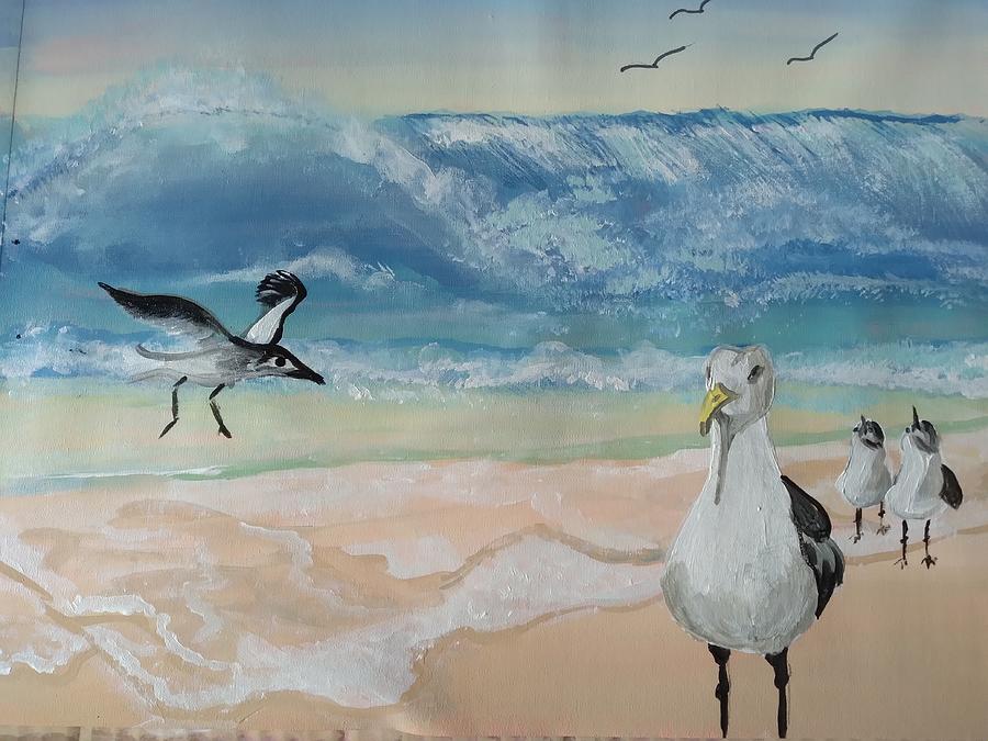 Seaguls Painting by Barbara Fincher