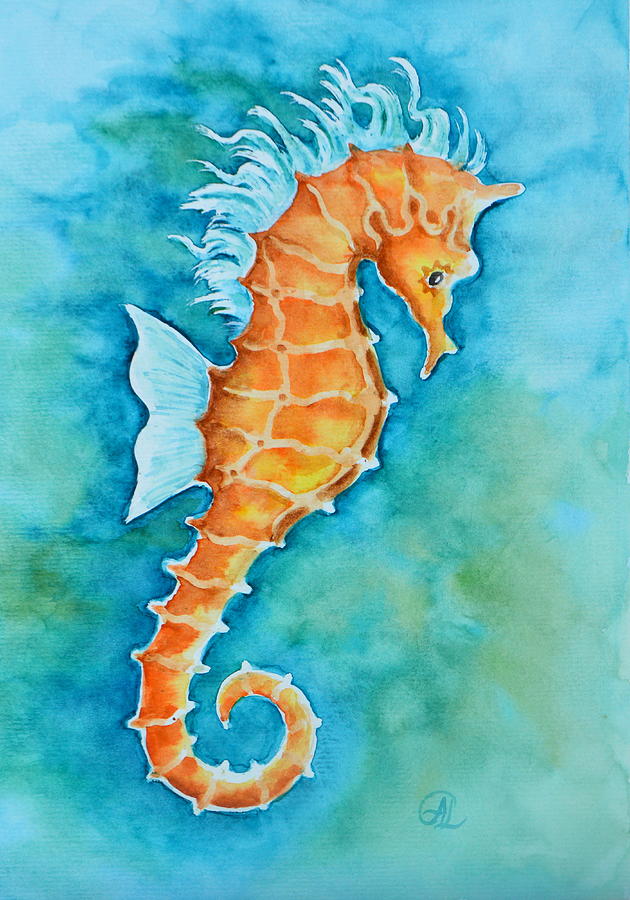 Seahorse Painting by Agata Lindquist