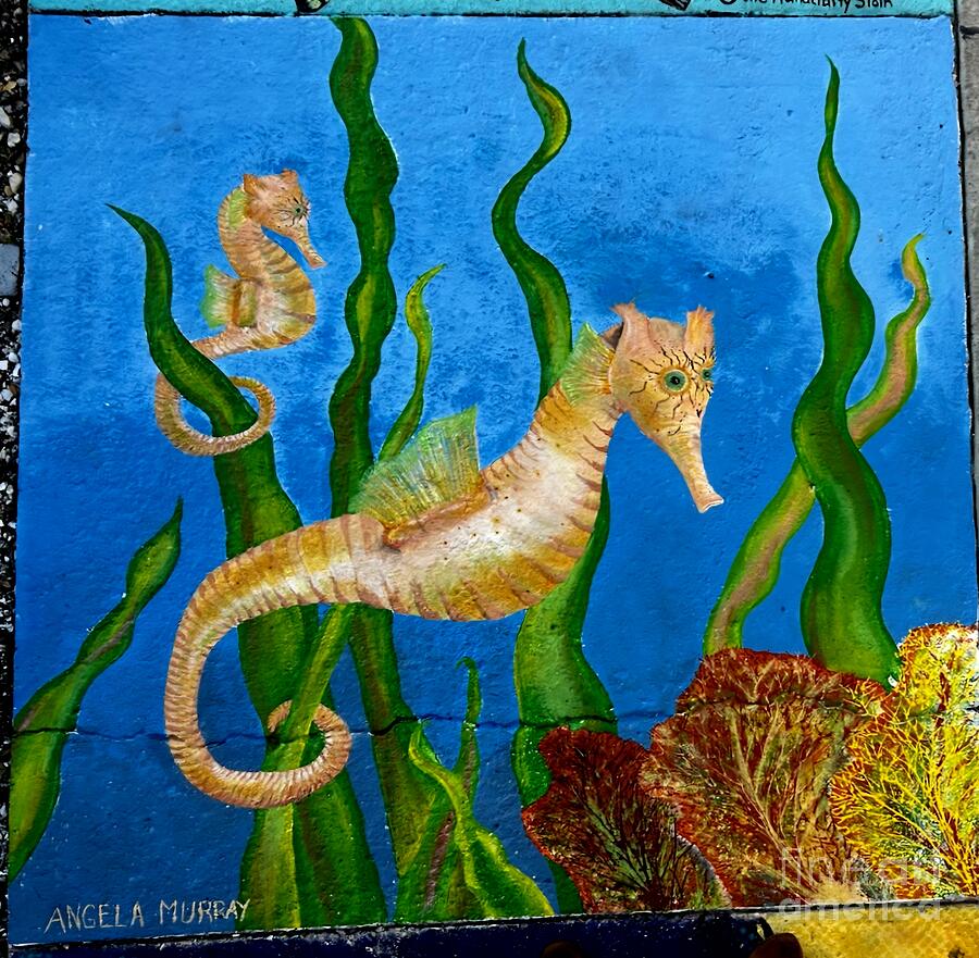 Seahorse and Seafans Painting by Angela J Murray Seahorse and Seafans Painting by Angela J Murray
