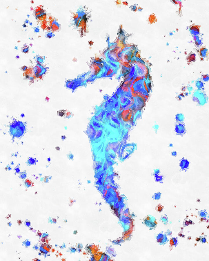 Seahorse Color Splatter Painting by Dan Sproul