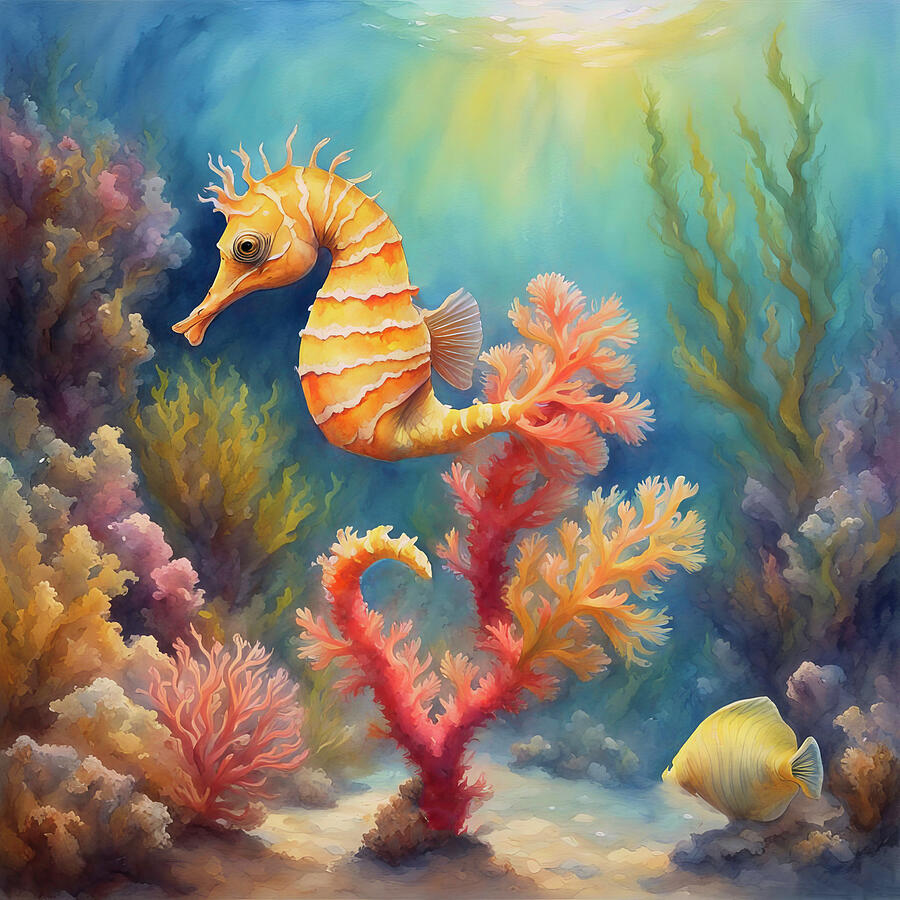 Seahorse In the Coral Digital Art by Donna Kennedy