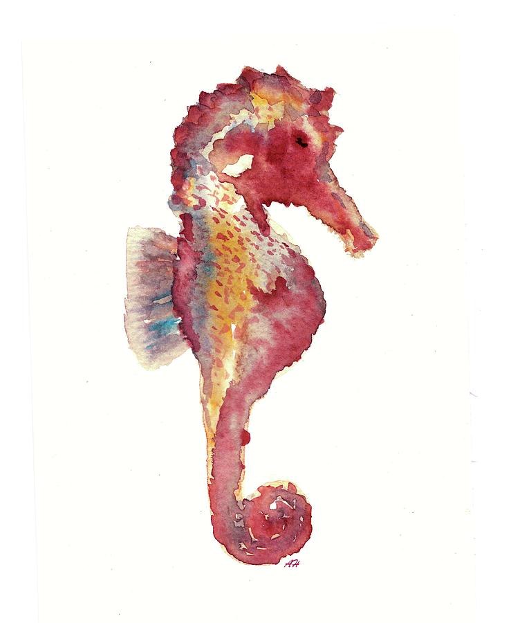 Seahorse Portrait in Sunset Painting by AList Art Gallery Seahorse Portrait in Sunset Painting by AList Art Gallery