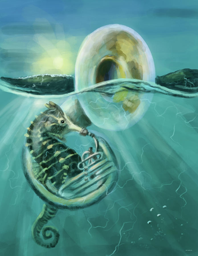 Seahorse Sousaphone  Digital Art by Larry Whitler