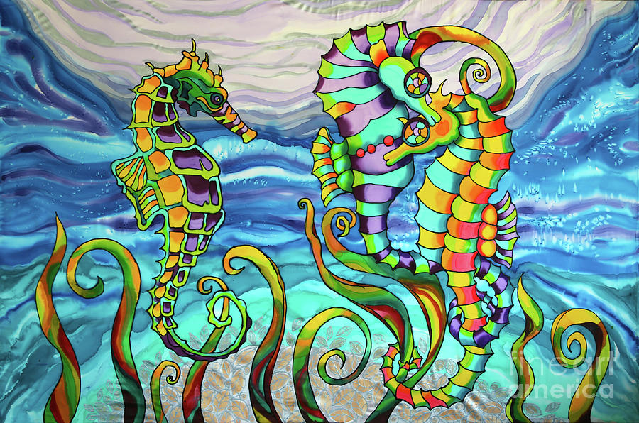 Seahorses In Belize Painting