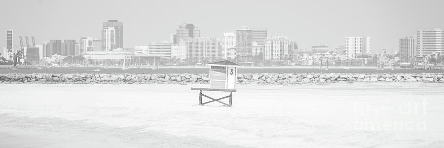 Seal Beach LIfeguard Tower Black and White Panorama Photo Photograph by Paul Velgos