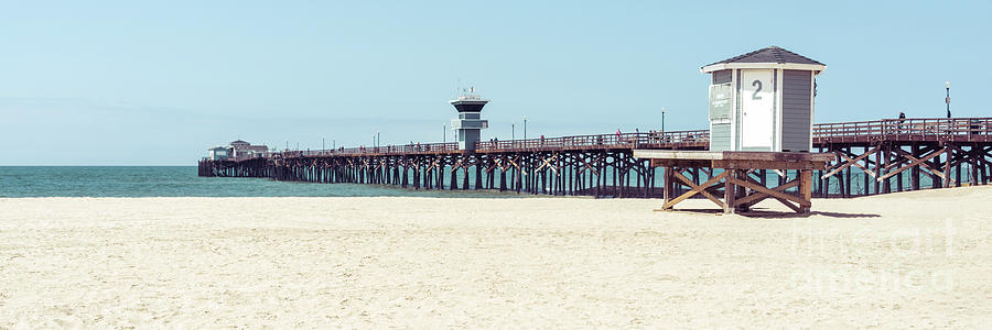 Seal Beach Pier and Lifeguard Tower Panorama Photo Photograph by Paul Velgos